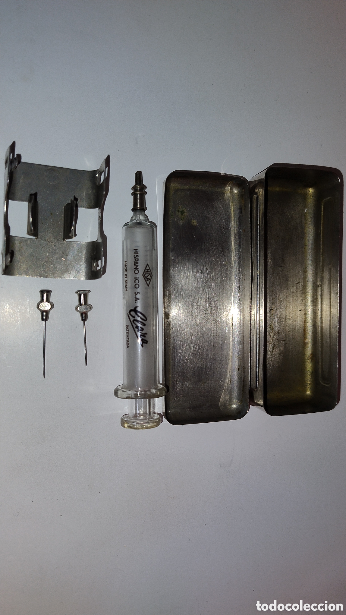 Antig&uuml;edades: Jeringuilla de cristal hispano ICO s.a Clara - Foto 3