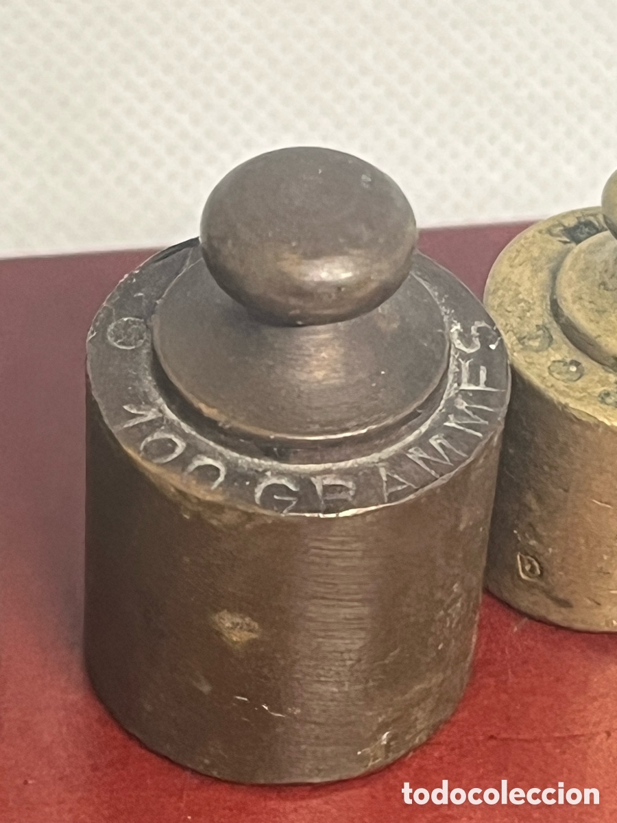 Antig&uuml;edades: JUEGO DE 7 PESAS DE BRONCE ANTIGUAS - Foto 4