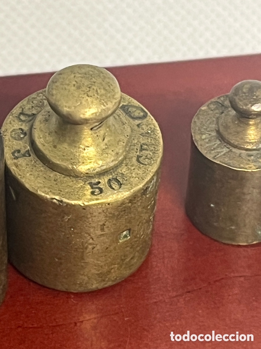 Antig&uuml;edades: JUEGO DE 7 PESAS DE BRONCE ANTIGUAS - Foto 5