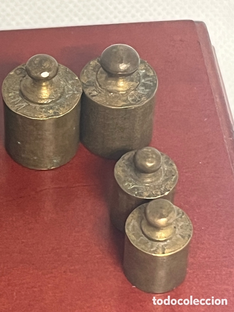 Antig&uuml;edades: JUEGO DE 7 PESAS DE BRONCE ANTIGUAS - Foto 6