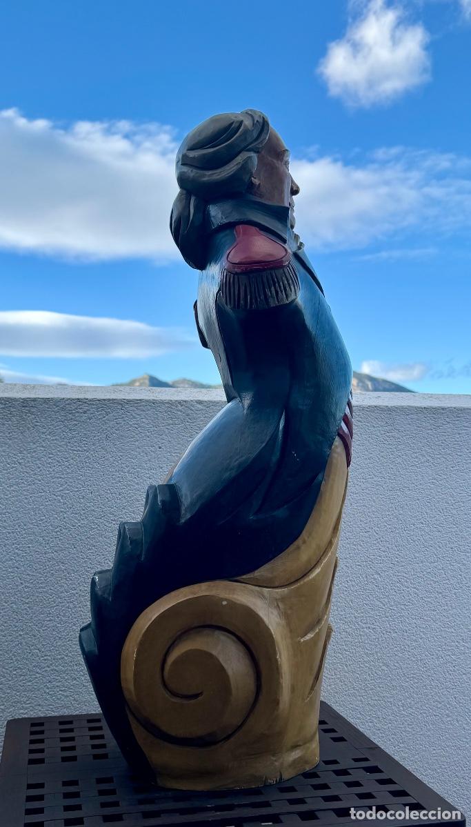 Antig&uuml;edades: MASCAR&Oacute;N PROA-BARCO COMMANDER - SHIP FIGUREHEAD -90 CM.! - Foto 17