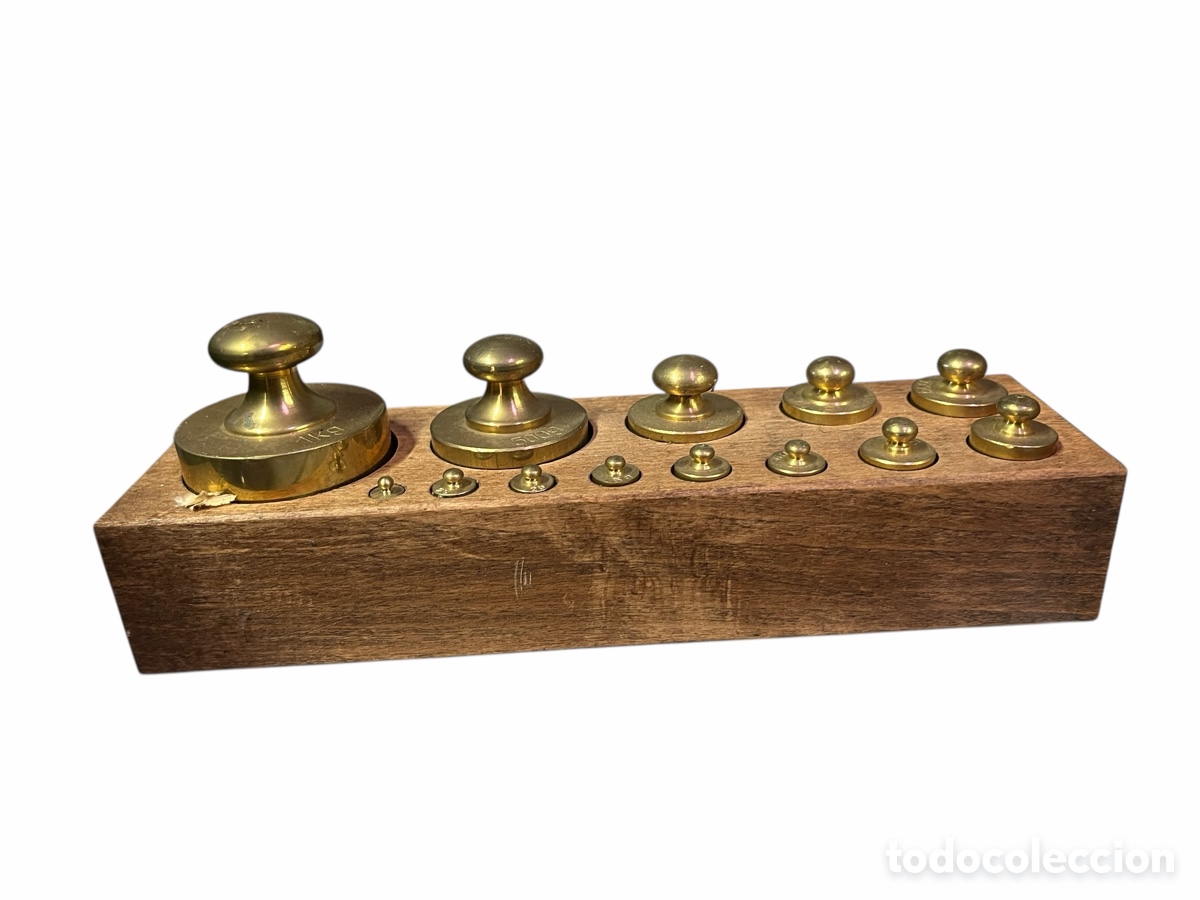 Antig&uuml;edades: Antiguo juego de pesas completo - Foto 2