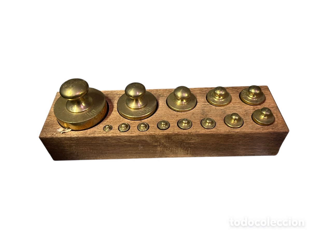 Antig&uuml;edades: Antiguo juego de pesas completo - Foto 1