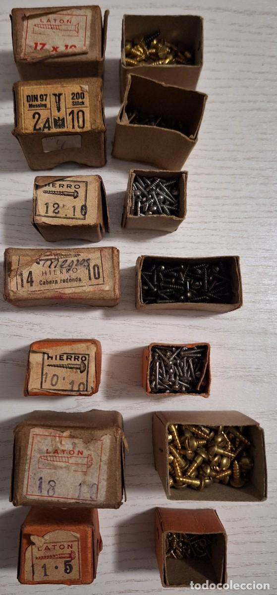 Antig&uuml;edades: LOTE DE 7 PEQUE&Ntilde;AS CAJAS DE TORNILLOS - Foto 2
