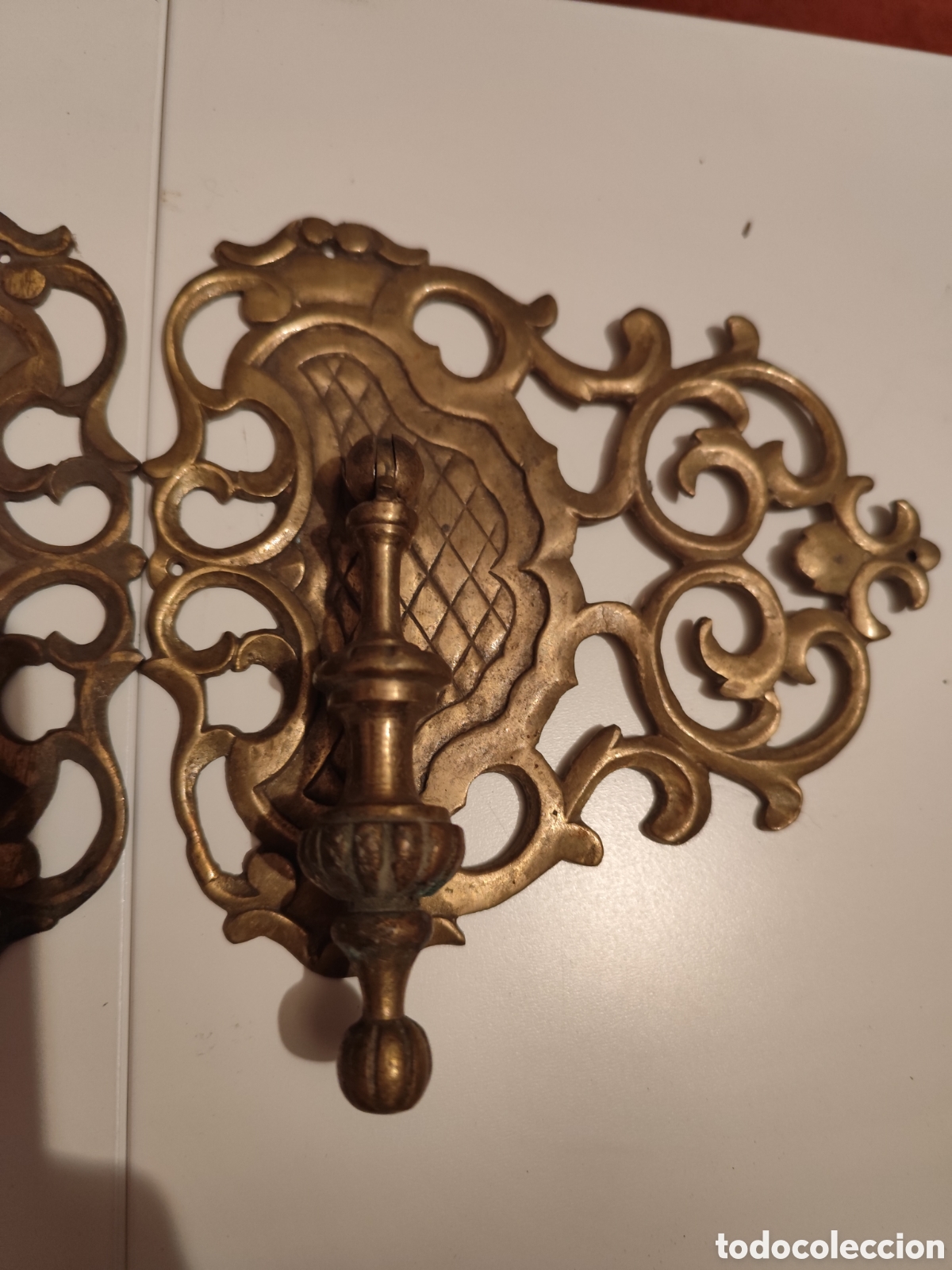 Antig&uuml;edades: Tirador puerta doble de bronce - Foto 2