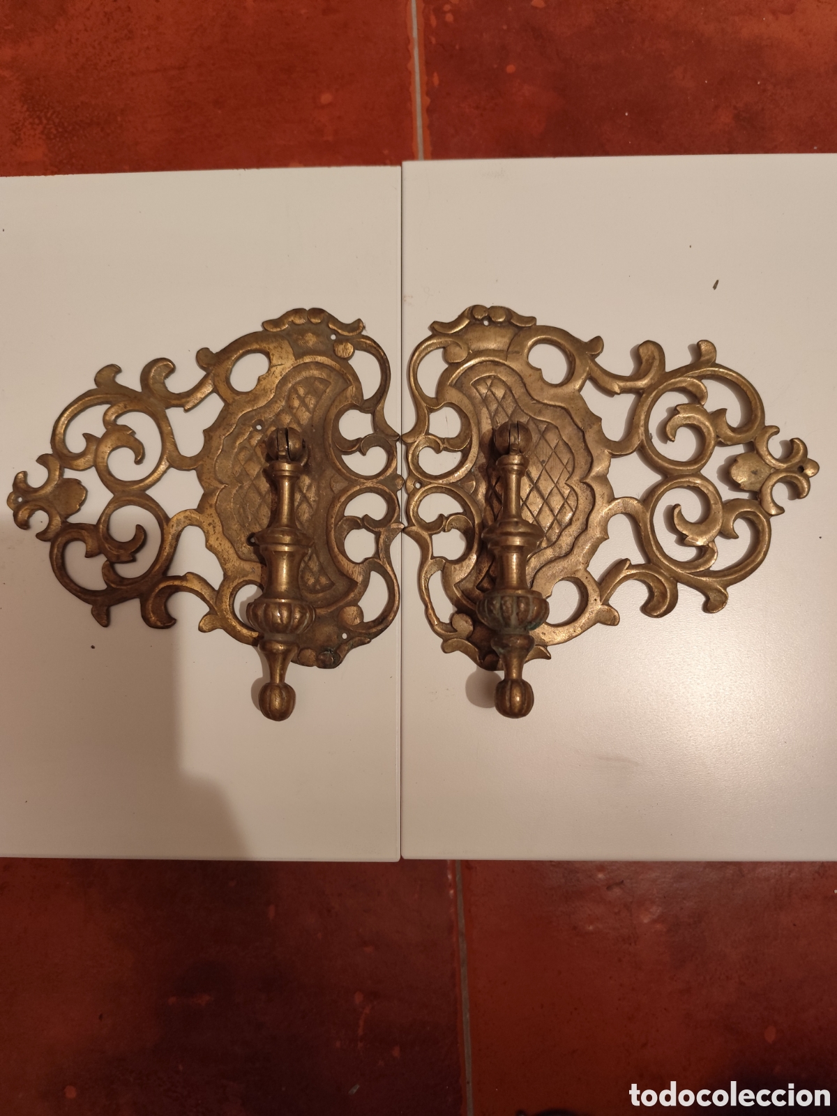 Antig&uuml;edades: Tirador puerta doble de bronce - Foto 4