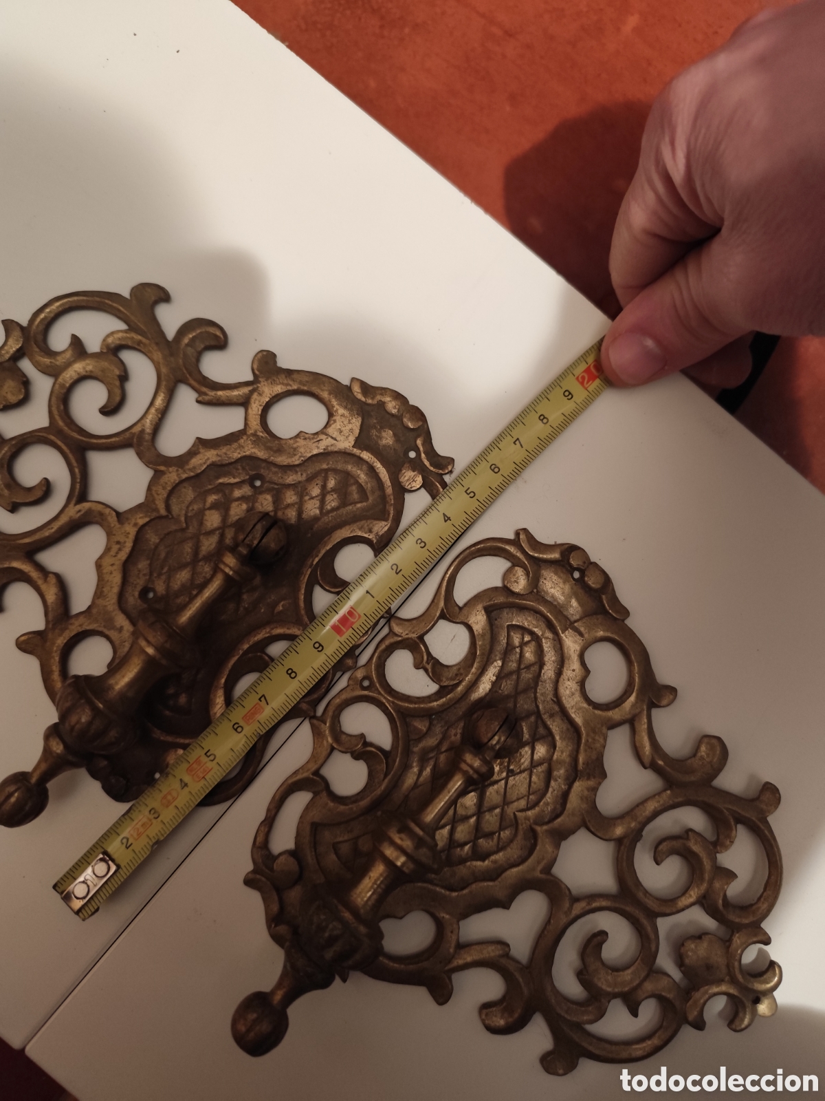 Antig&uuml;edades: Tirador puerta doble de bronce - Foto 6