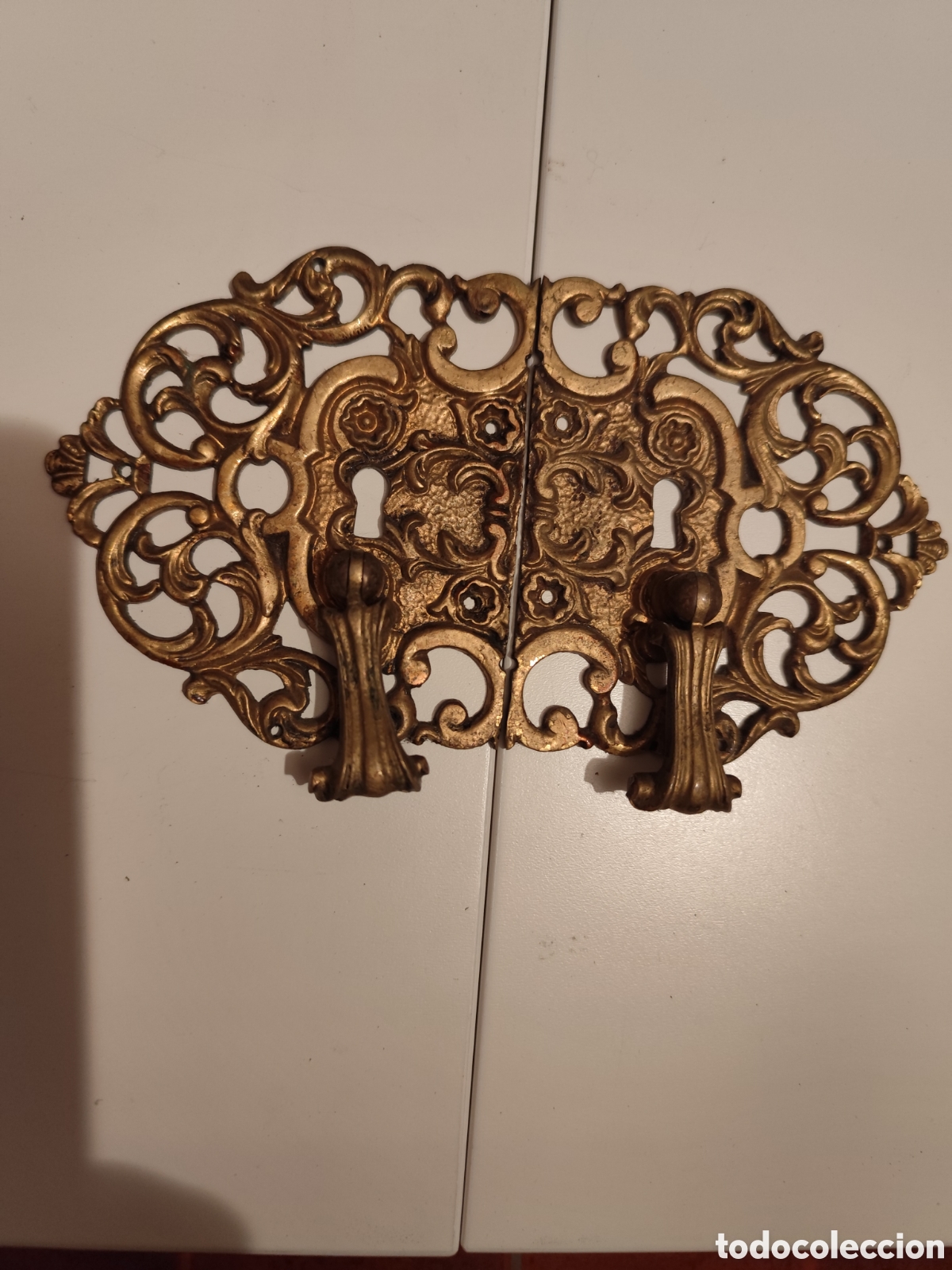 Antig&uuml;edades: Tirador de bronce puerta doble - Foto 2