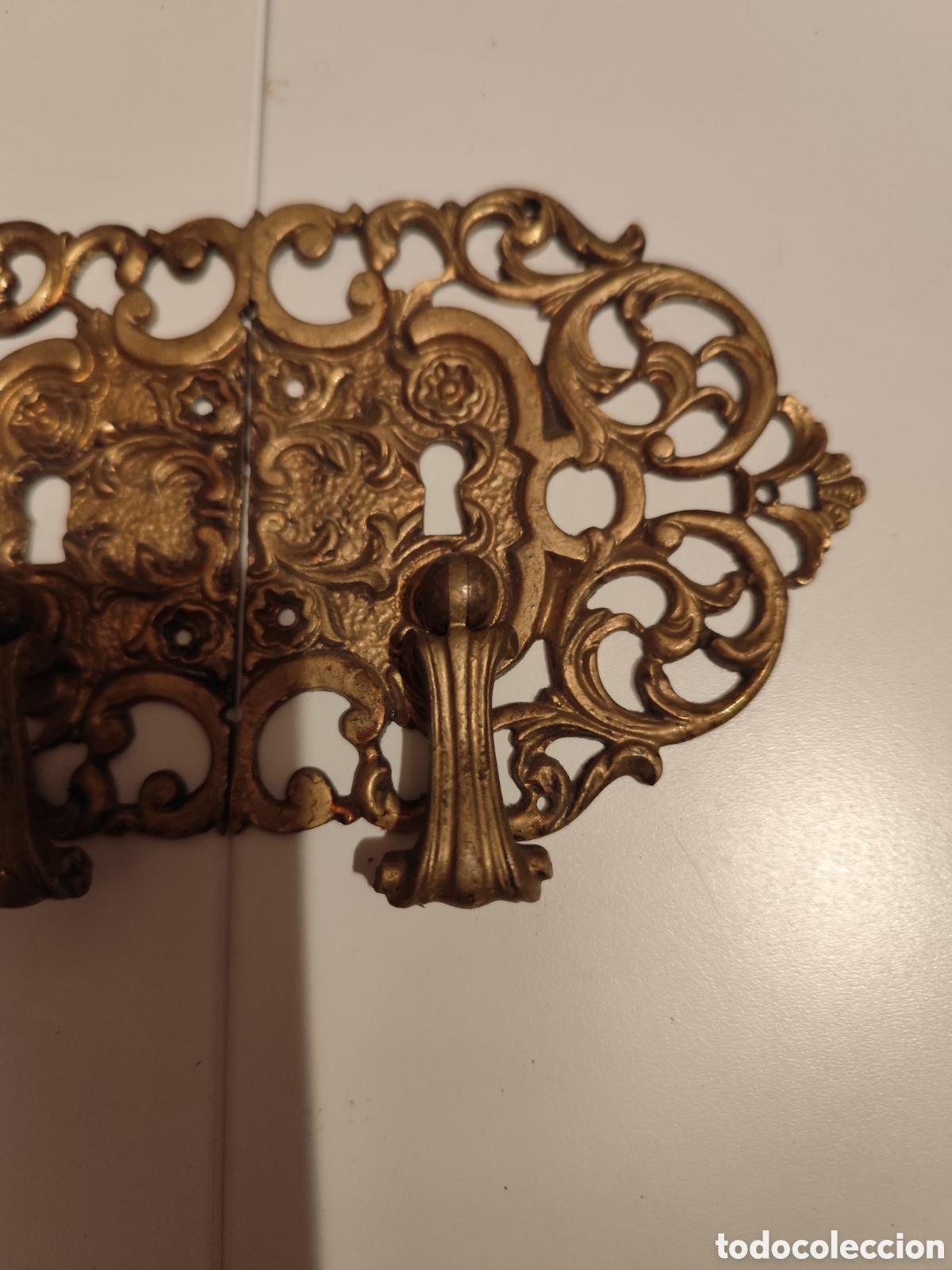 Antig&uuml;edades: Tirador de bronce puerta doble - Foto 3