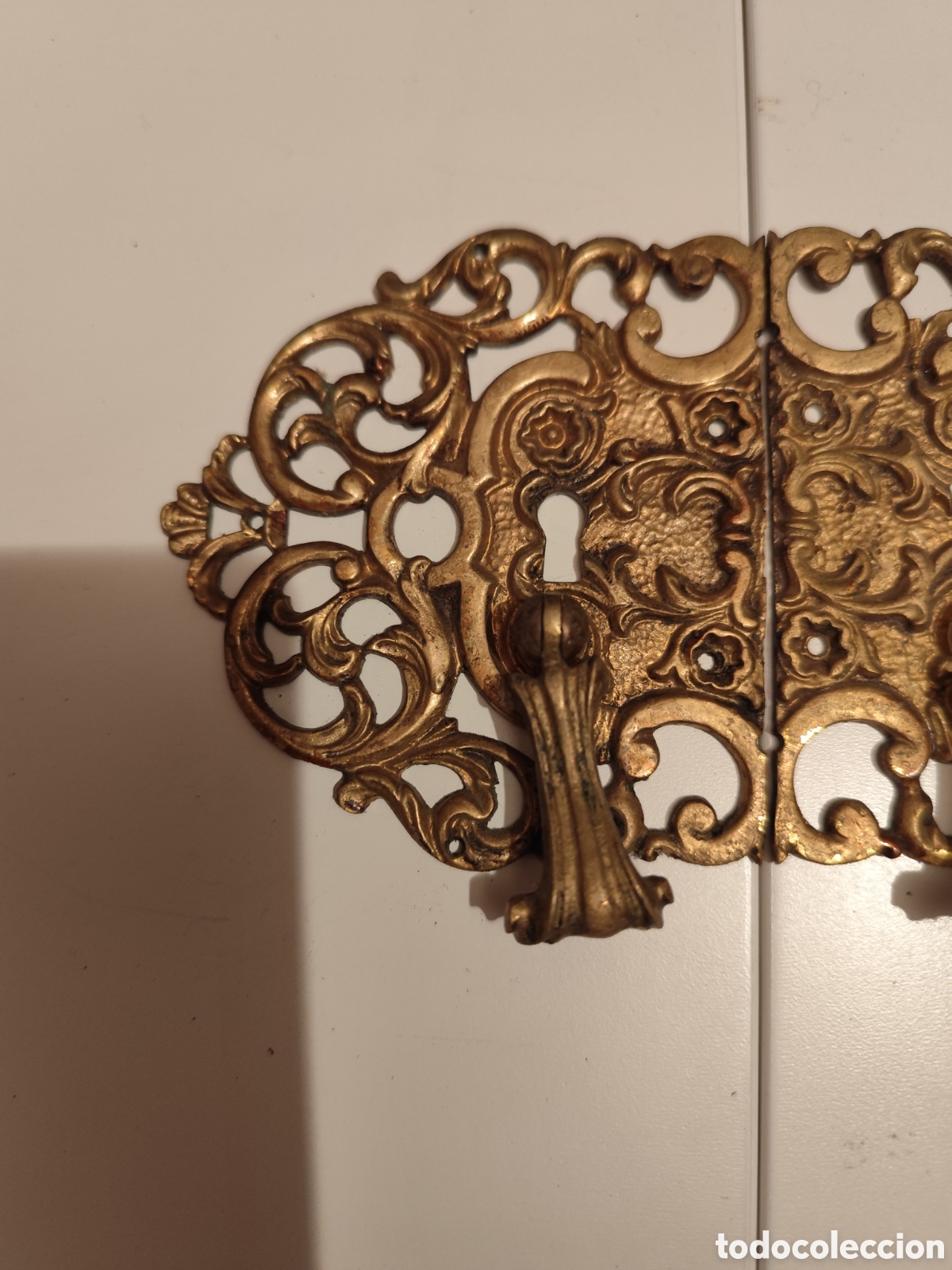 Antig&uuml;edades: Tirador de bronce puerta doble - Foto 4