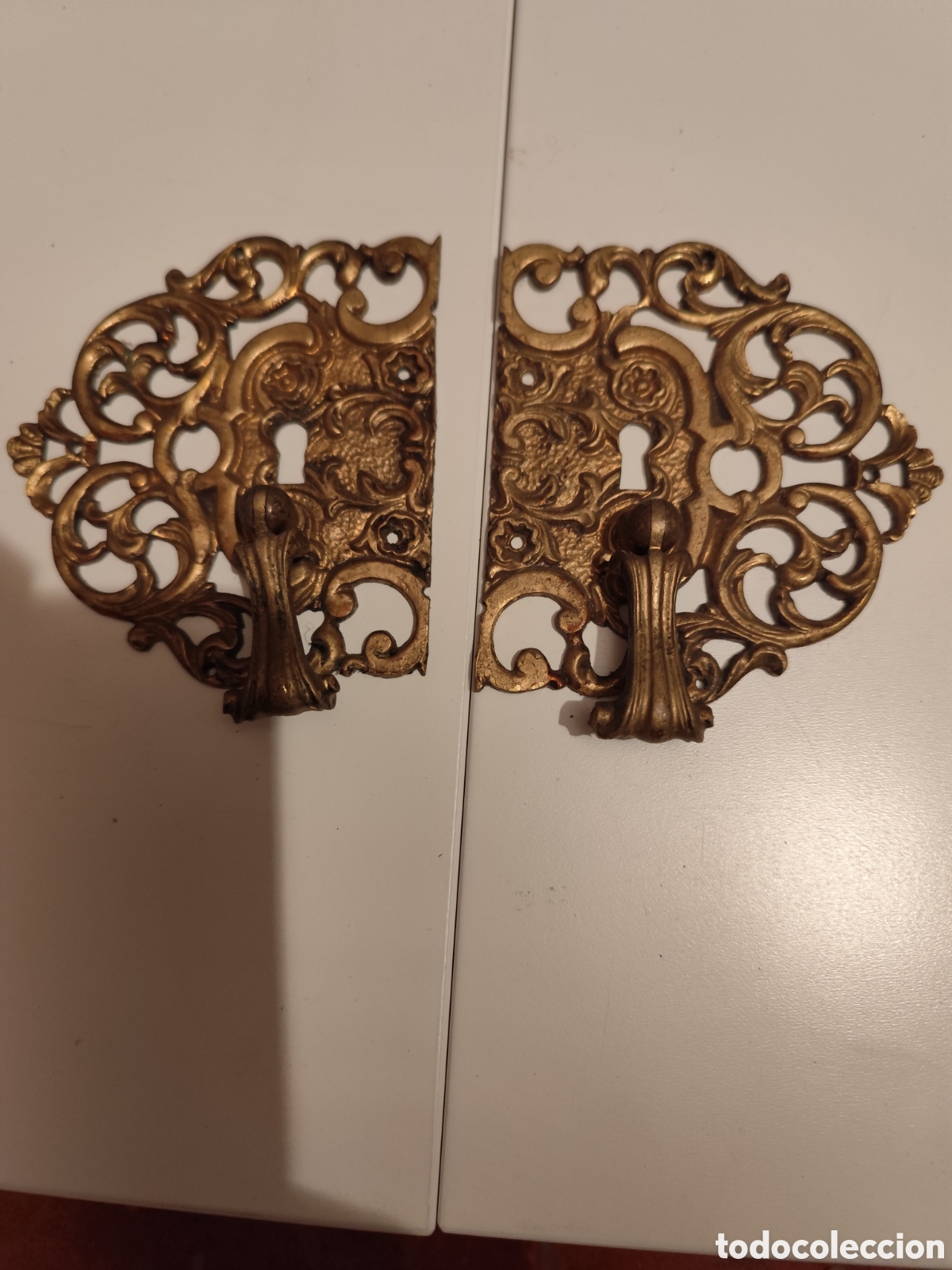Antig&uuml;edades: Tirador de bronce puerta doble - Foto 5