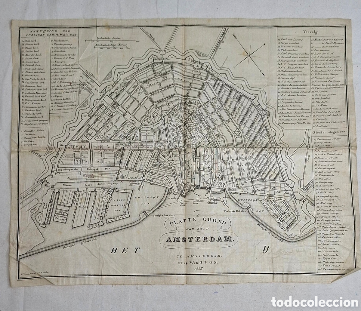 Antig&uuml;edades: Mapa hist&oacute;rico de &Aacute;msterdam a&ntilde;o 1833 - Foto 3