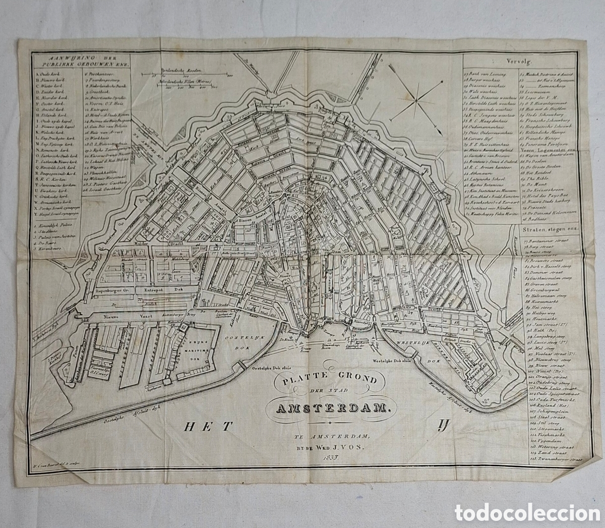 Antig&uuml;edades: Mapa hist&oacute;rico de &Aacute;msterdam a&ntilde;o 1833 - Foto 4