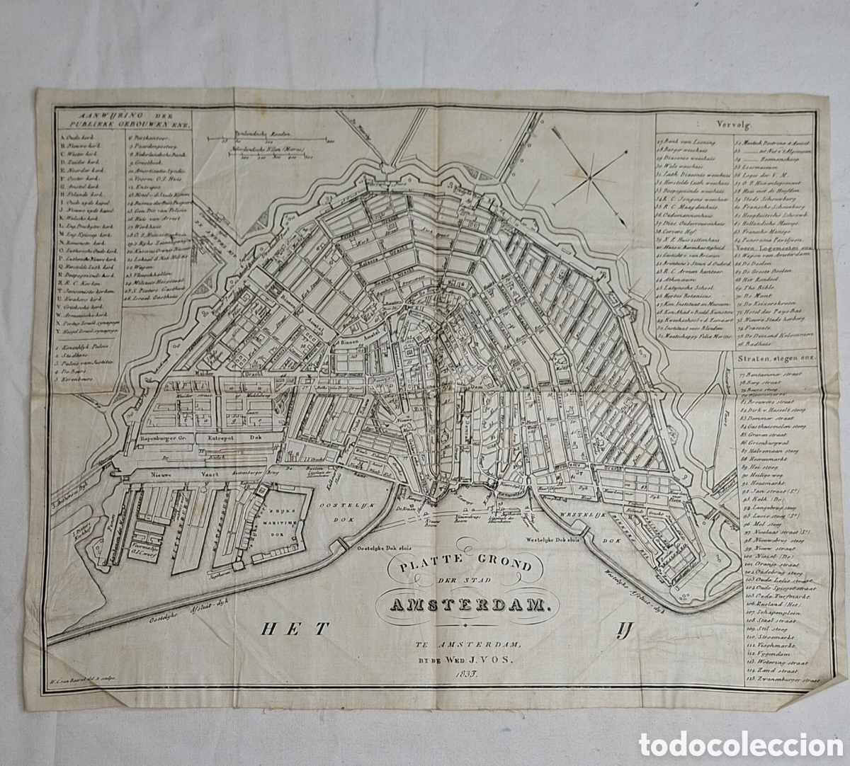 Antig&uuml;edades: Mapa hist&oacute;rico de &Aacute;msterdam a&ntilde;o 1833 - Foto 1