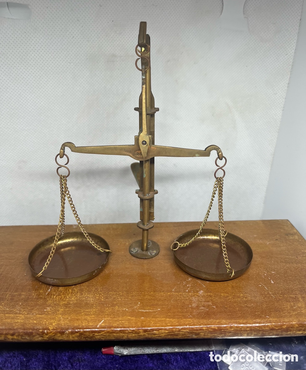 Antig&uuml;edades: ANTIGUA BALANZA DE PRECISI&Oacute;N DE BRONCE , COMPLETA - Foto 10