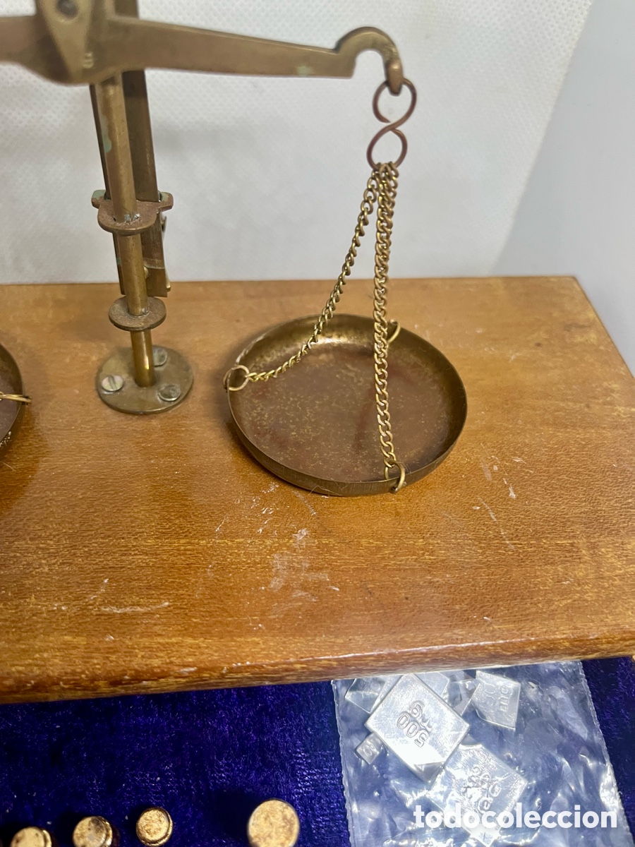 Antig&uuml;edades: ANTIGUA BALANZA DE PRECISI&Oacute;N DE BRONCE , COMPLETA - Foto 12