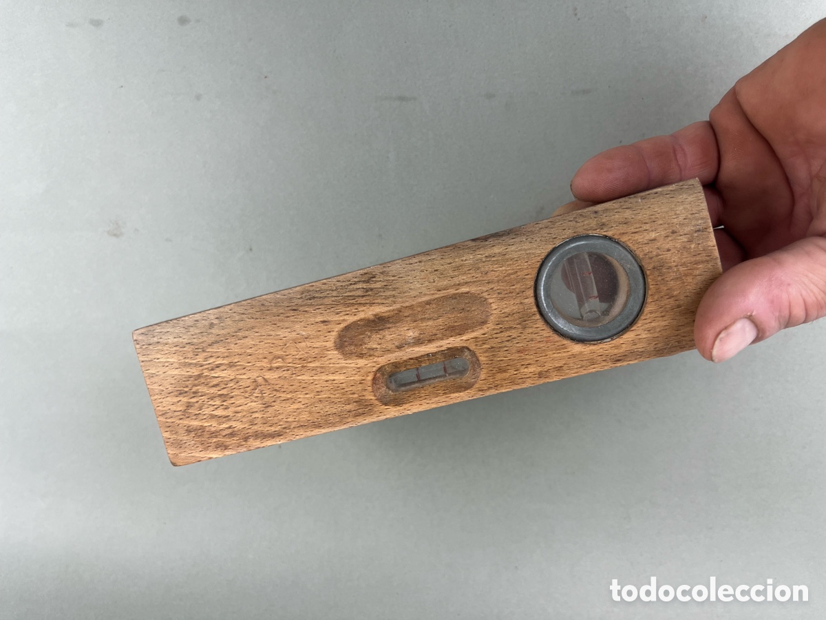 Antig&uuml;edades: ANTIGUO NIVEL DE MADERA DE ROBLE -VESTA- - Foto 7