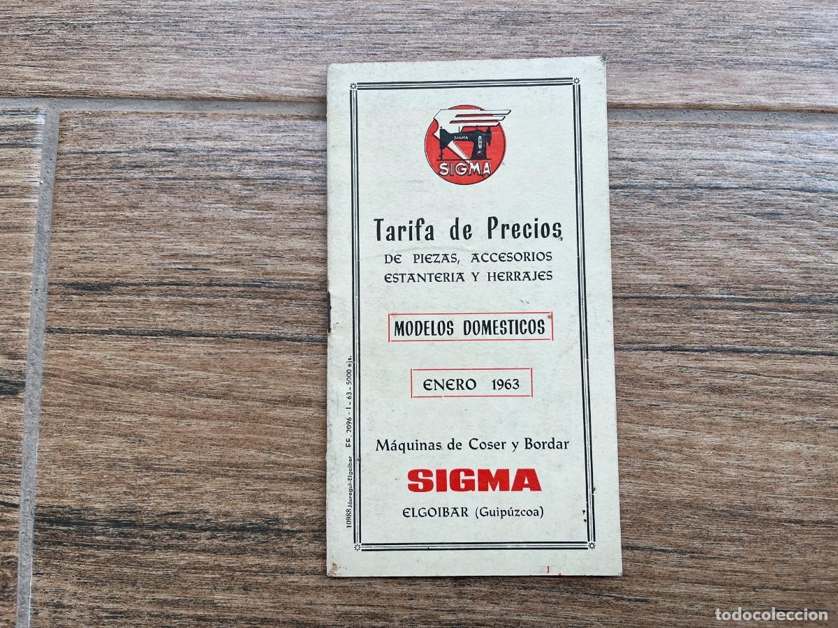 Antig&uuml;edades: TARIFA DE PRECIOS SIGMA - 1963 - MODELOS DOM&Eacute;STICOS - Foto 1