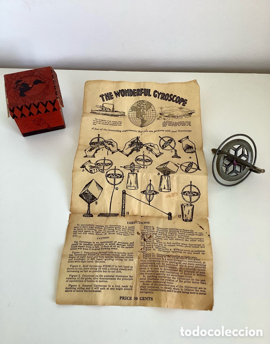 Antig&uuml;edades: Antiguo gir&oacute;scopo con instrucciones - Foto 1