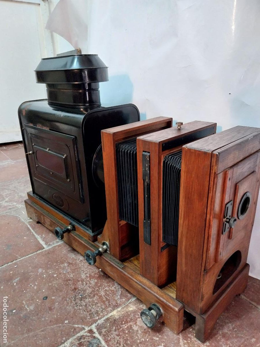 Antiquit&auml;ten: ANTIGUO PROYECTOR - LINTERNA MAGICA - FINALES SIGLO XIX - CON FUELLES AMPLIADORES .ORIGINAL