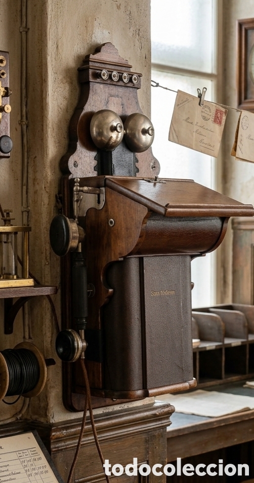 Tel&eacute;fonos: Telefono de madera pared mural StatsTelefonen Circa 1895 Centralita telefonica