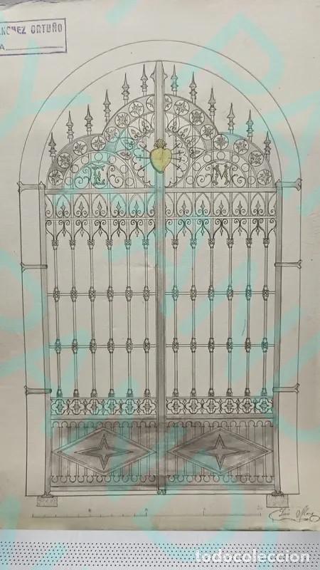 Antiguidades: Boceto Puerta de Forja (Dibujado a Mano)