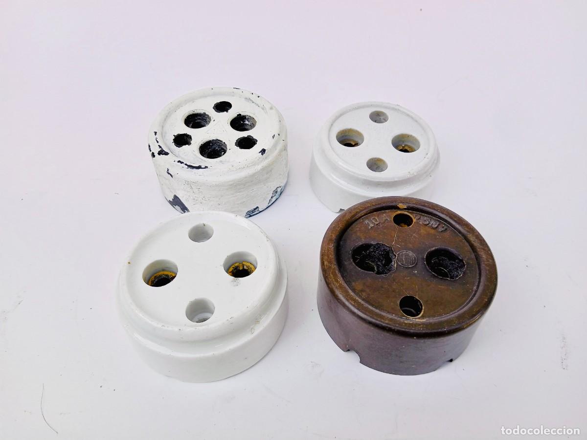 Antig&uuml;edades: ENCHUFES INDUSTRIALES DE PARED HEMBRA DE BAQUELITA Y PORCELANA CONECTOR DE TRES PINES TRIFASICO
