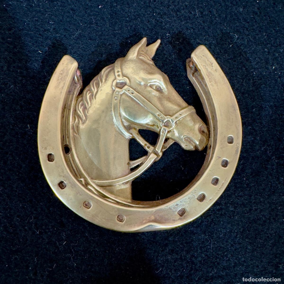 Antig&uuml;edades: Aldaba Vintage de Lat&oacute;n Macizo con Forma de Caballo - Foto 1