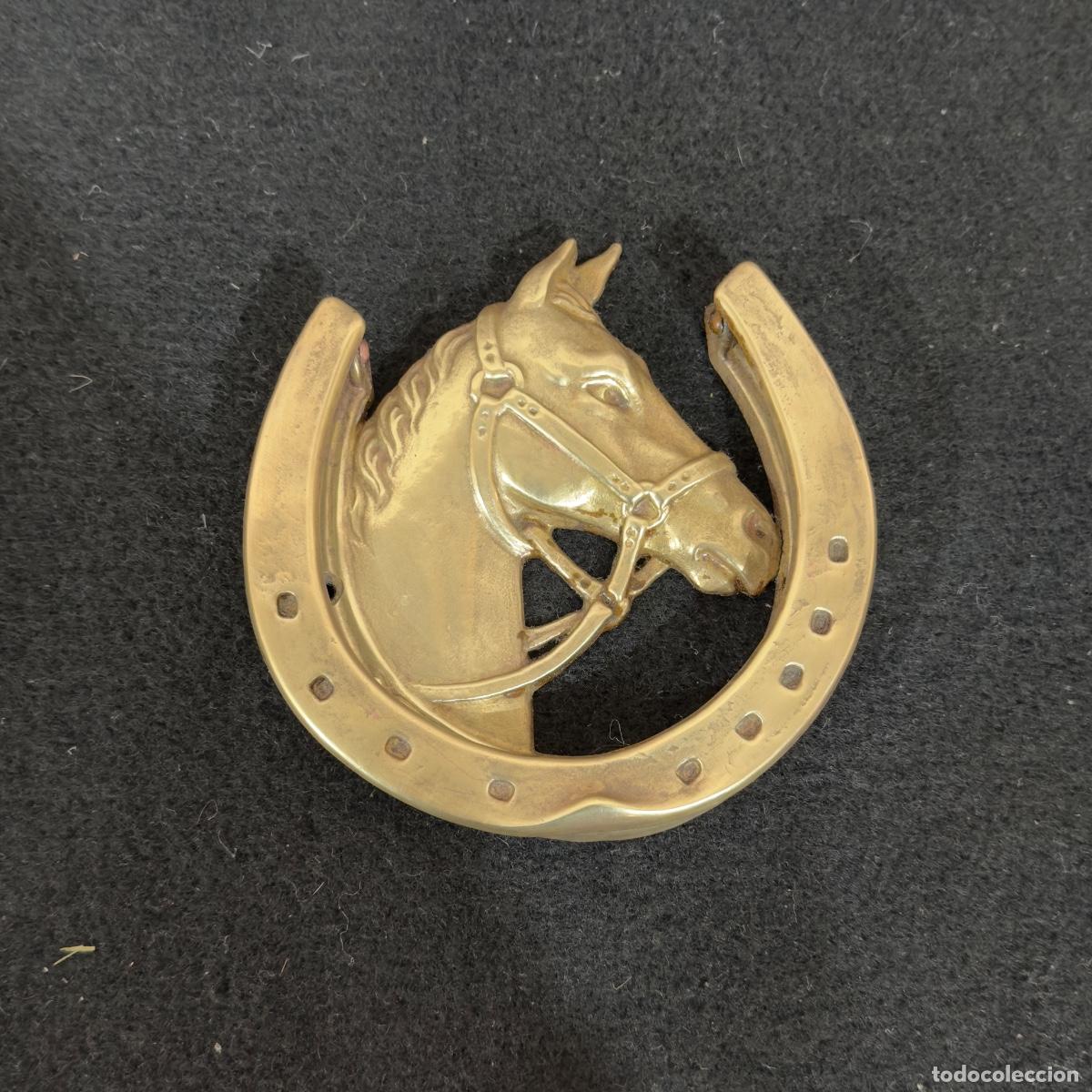 Antig&uuml;edades: Aldaba Vintage de Lat&oacute;n Macizo con Forma de Caballo - Foto 2