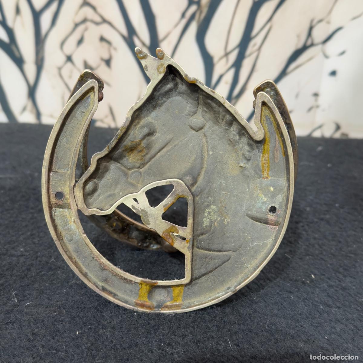 Antig&uuml;edades: Aldaba Vintage de Lat&oacute;n Macizo con Forma de Caballo - Foto 5