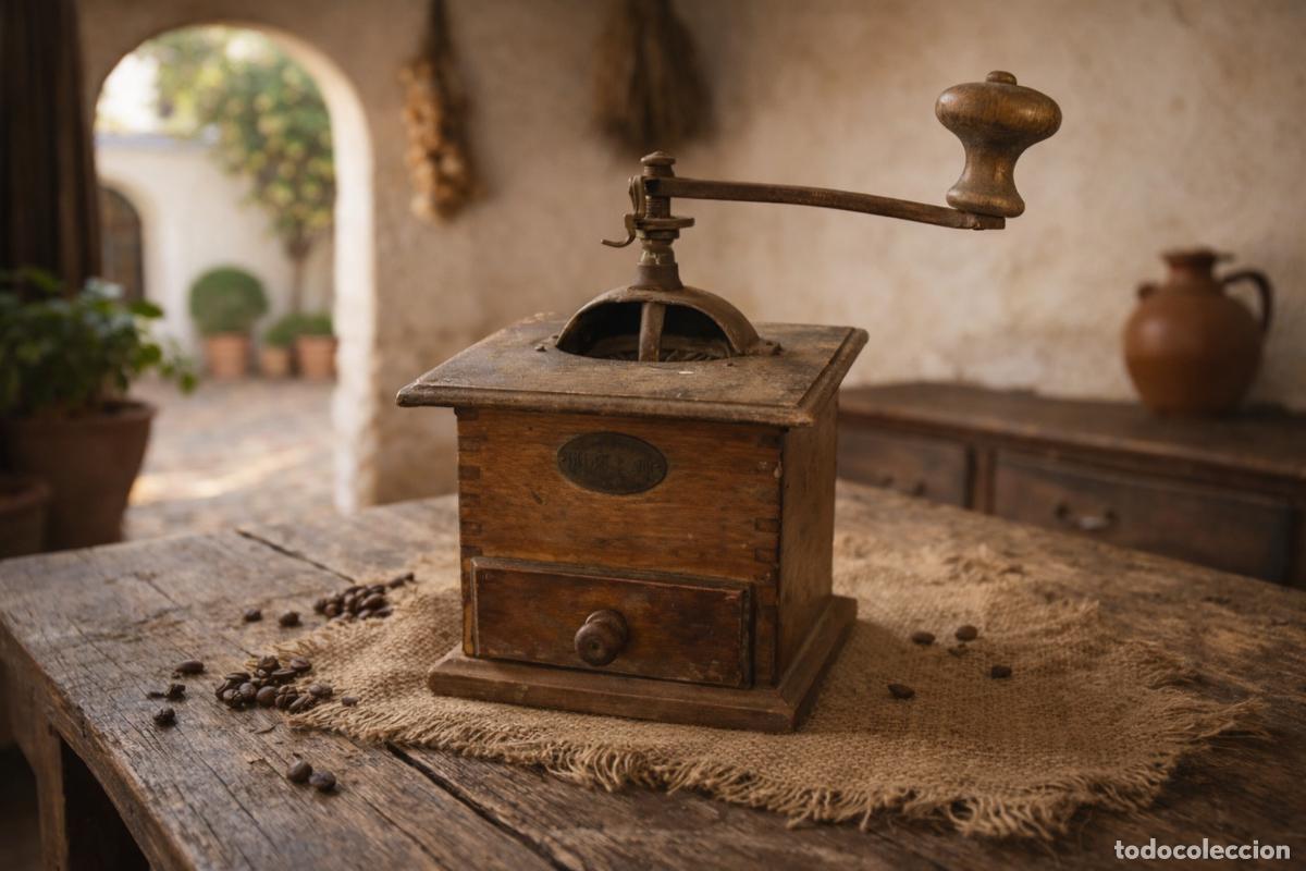Antiquit&auml;ten: Antiguo molinillo de caf&eacute; para moler caf&eacute; a mano