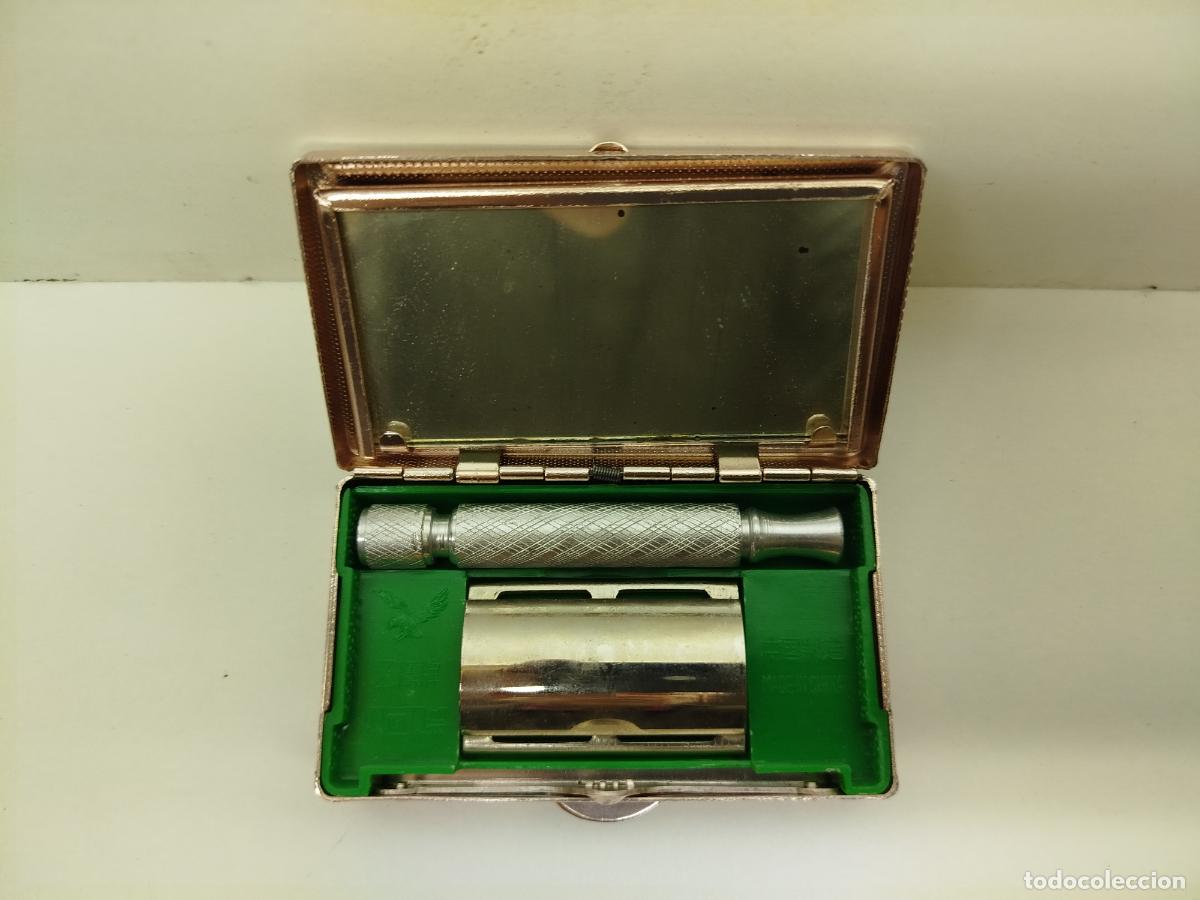Antig&uuml;edades: ANTIGUO ESTUCHE VIAJE MAQUINILLA AFEITAR CLASICA - CUCHILLAS MAQUINILLA Y ESPEJO