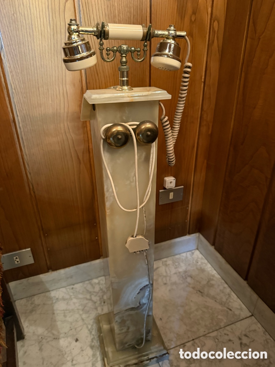Tel&eacute;fonos: Tel&eacute;fono antiguo italiano con base de marmol - Foto 6