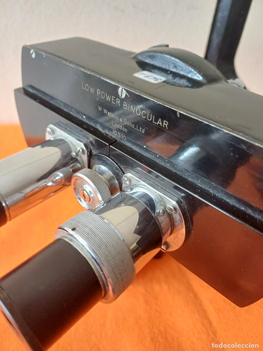 Antig&uuml;edades: MICROSCOPIO BINOCULAR DE WATSON & SONS DE BAJA POTENCIA - Foto 3