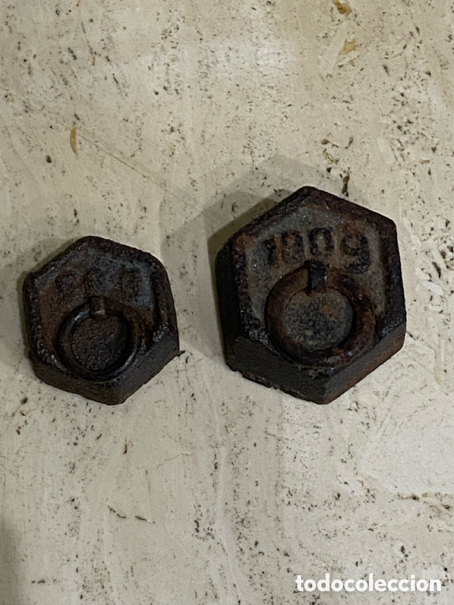 Antig&uuml;edades: Lote de cinco pesas antiguas - Foto 7