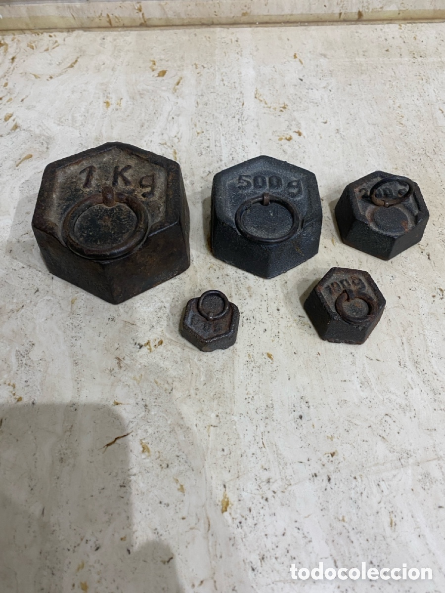 Antig&uuml;edades: Lote de cinco pesas antiguas - Foto 11