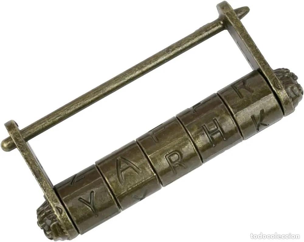 Oggetti Antichi: CANDADO DE BRONCE - CINCO RODILLOS - APERTURA CON COMBINACION