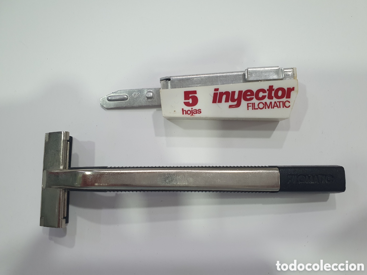Antig&uuml;edades: Maquinilla de afeitar e inyector de cuchillas Filomatic. (L61)