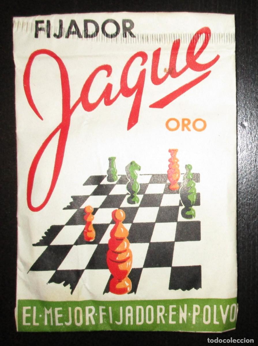 Antiquit&auml;ten: ANTIGUO SOBRE DE FIJADOR JAQUE ORO EN POLVO. MUY RARO. PRODUCTOS &Iacute;NTIMO, BARCELONA.