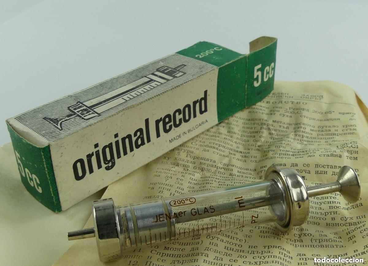 Oggetti Antichi: ANTIGUA JERINGUILLA 5 CC - HIPODÉRMICA DE VIDRIO - MADE IN BULGARIA
