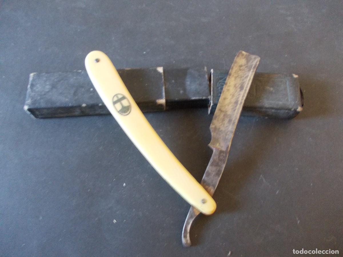 Antig&uuml;edades: Navaja barbera antigua Solingen Ferd. Herberz N&ordm;14 Pieza cl&aacute;sica de decoraci&oacute;n con estuche original