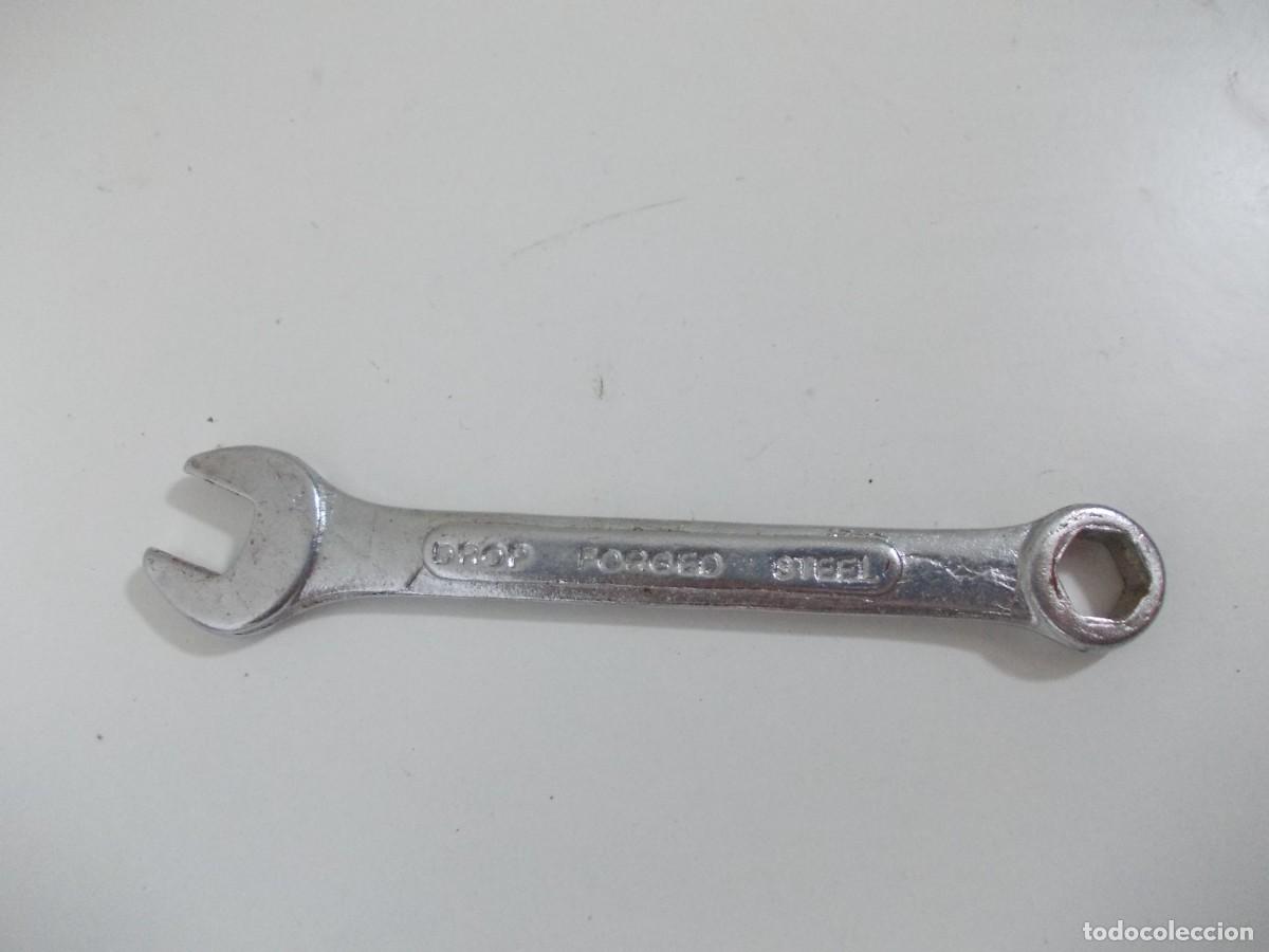 Antig&uuml;edades: Llave fija combinada antigua acero forjado herramienta mec&aacute;nica taller vintage 8 mm