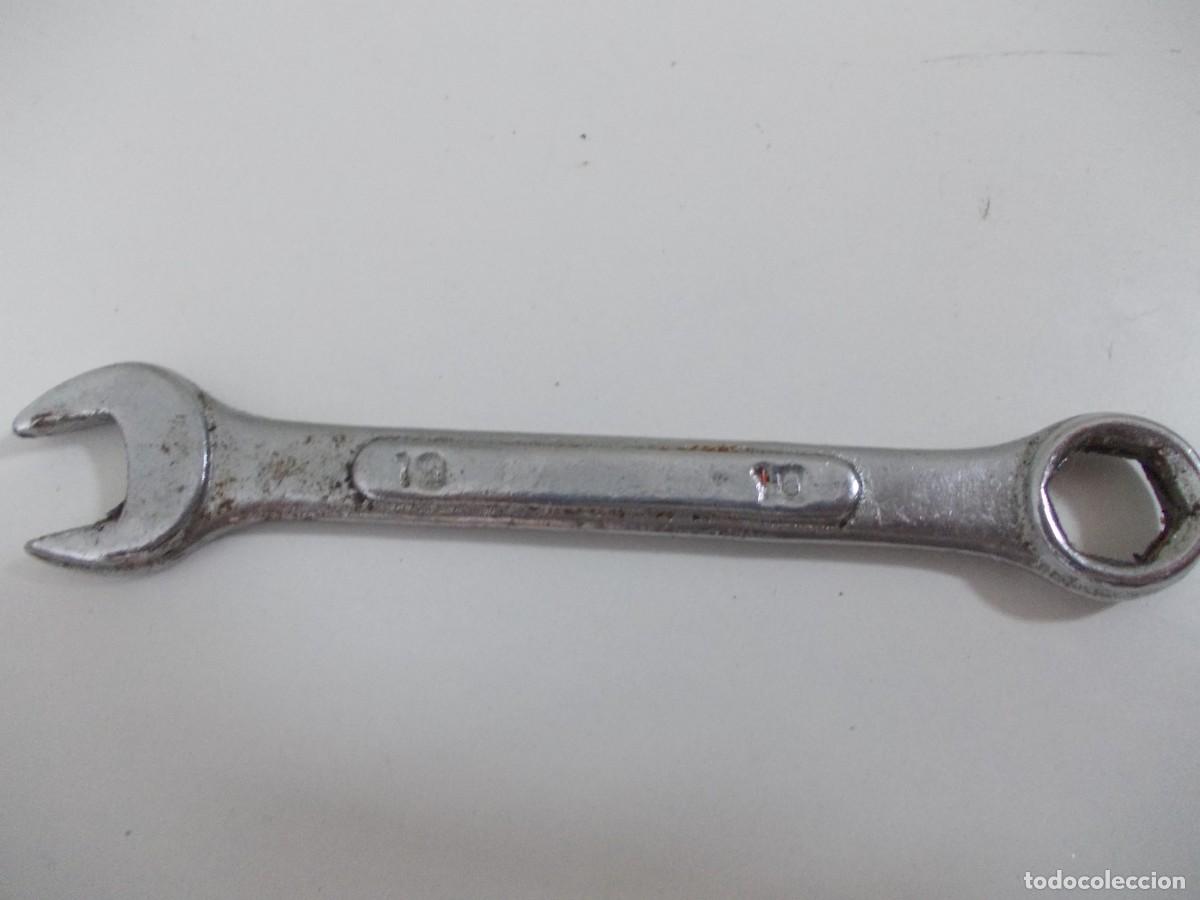Antig&uuml;edades: Llave fija combinada antigua acero forjado herramienta mec&aacute;nica taller vintage 10 mm