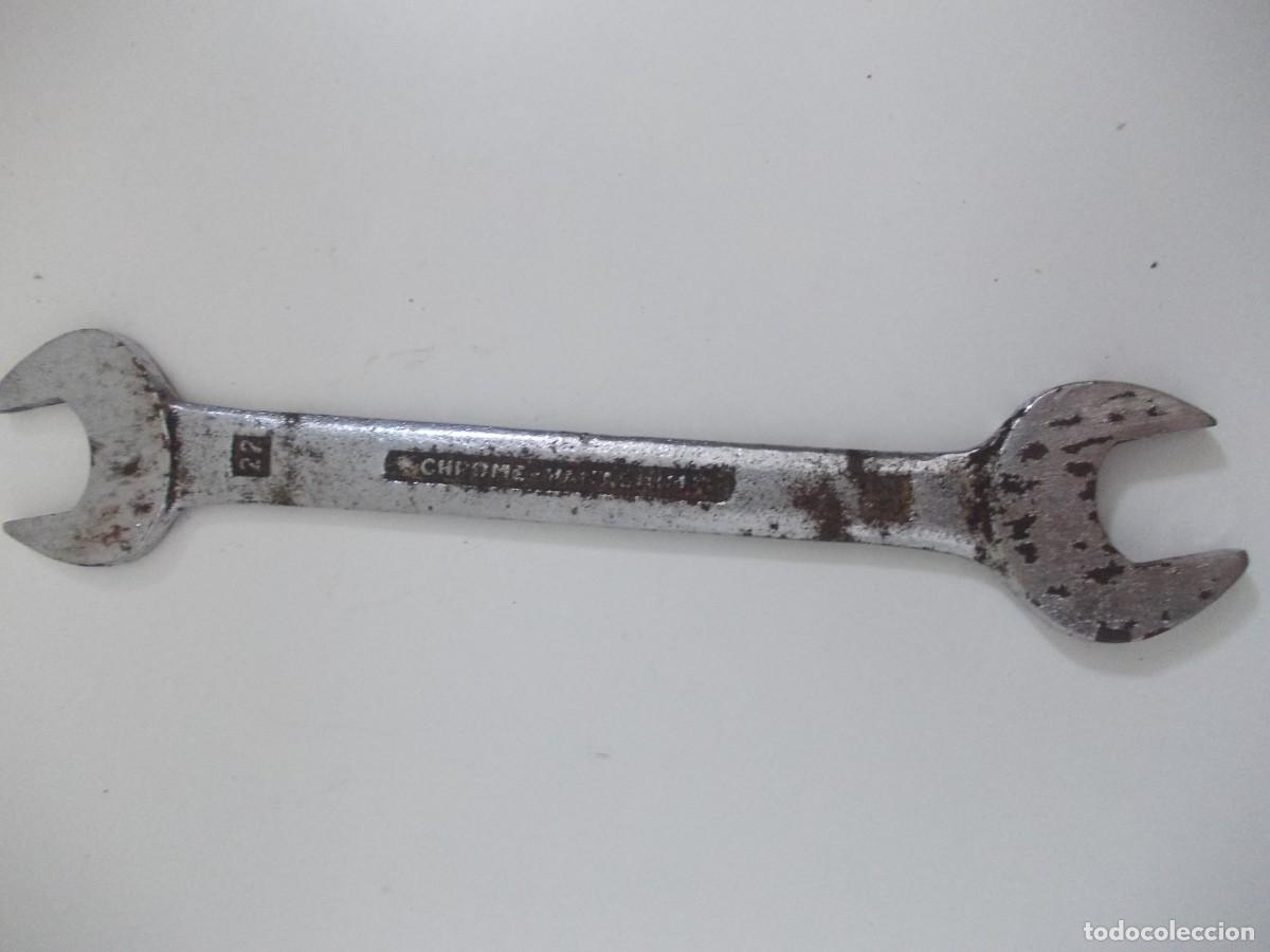 Antiques: Llave fija doble antigua 22 mm acero cromo vanadio herramienta mec&aacute;nica vintage