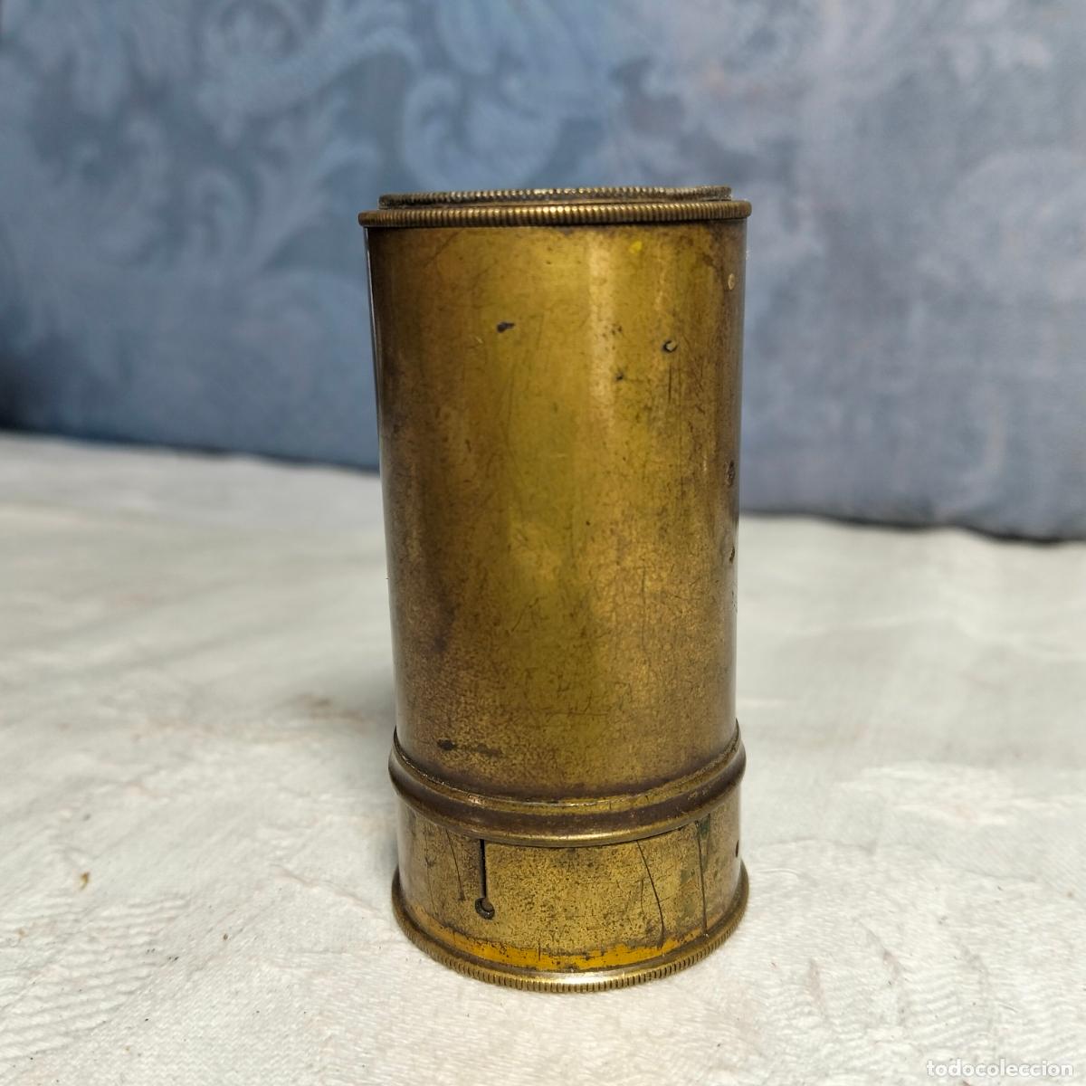 Antig&uuml;edades: Lupa catalejo recambio repuesto antiguo metal color dorado lente de linterna c&aacute;mara o aparato