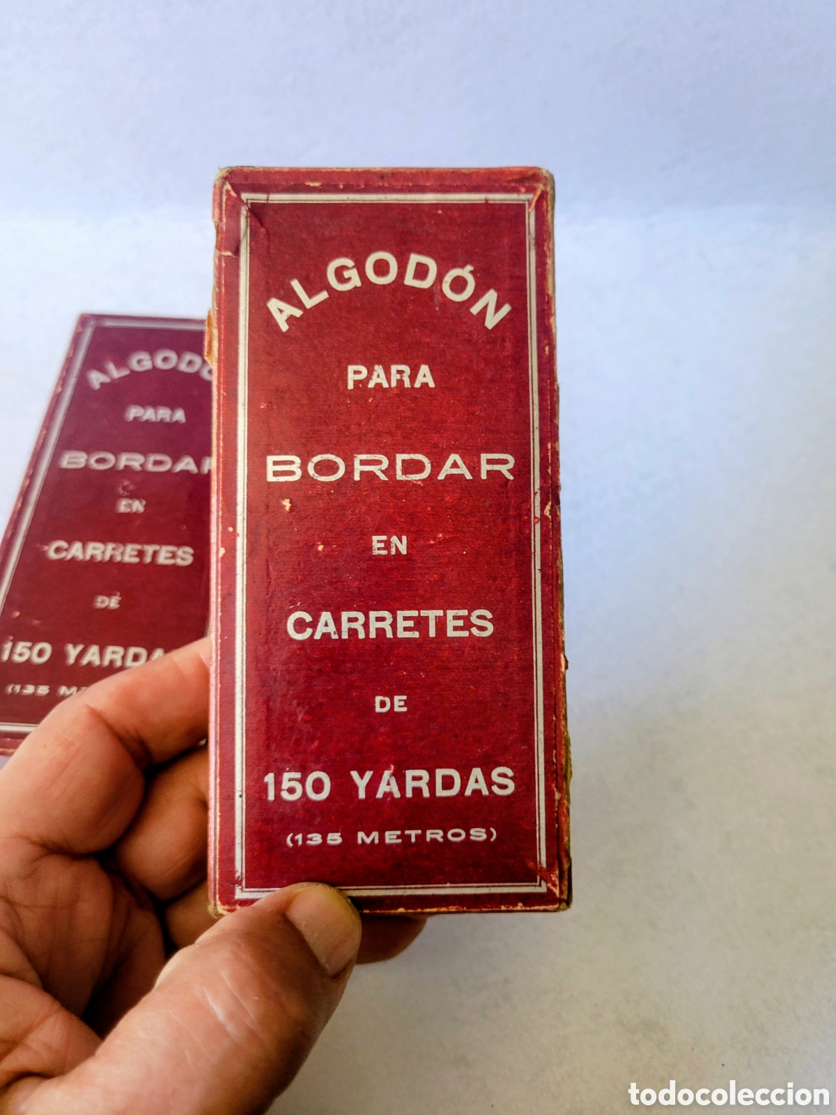 Antig&uuml;edades: LOTE 2 ANTIGUAS CAJAS CON BOBINAS DE HILO DE ALGODON - Foto 6