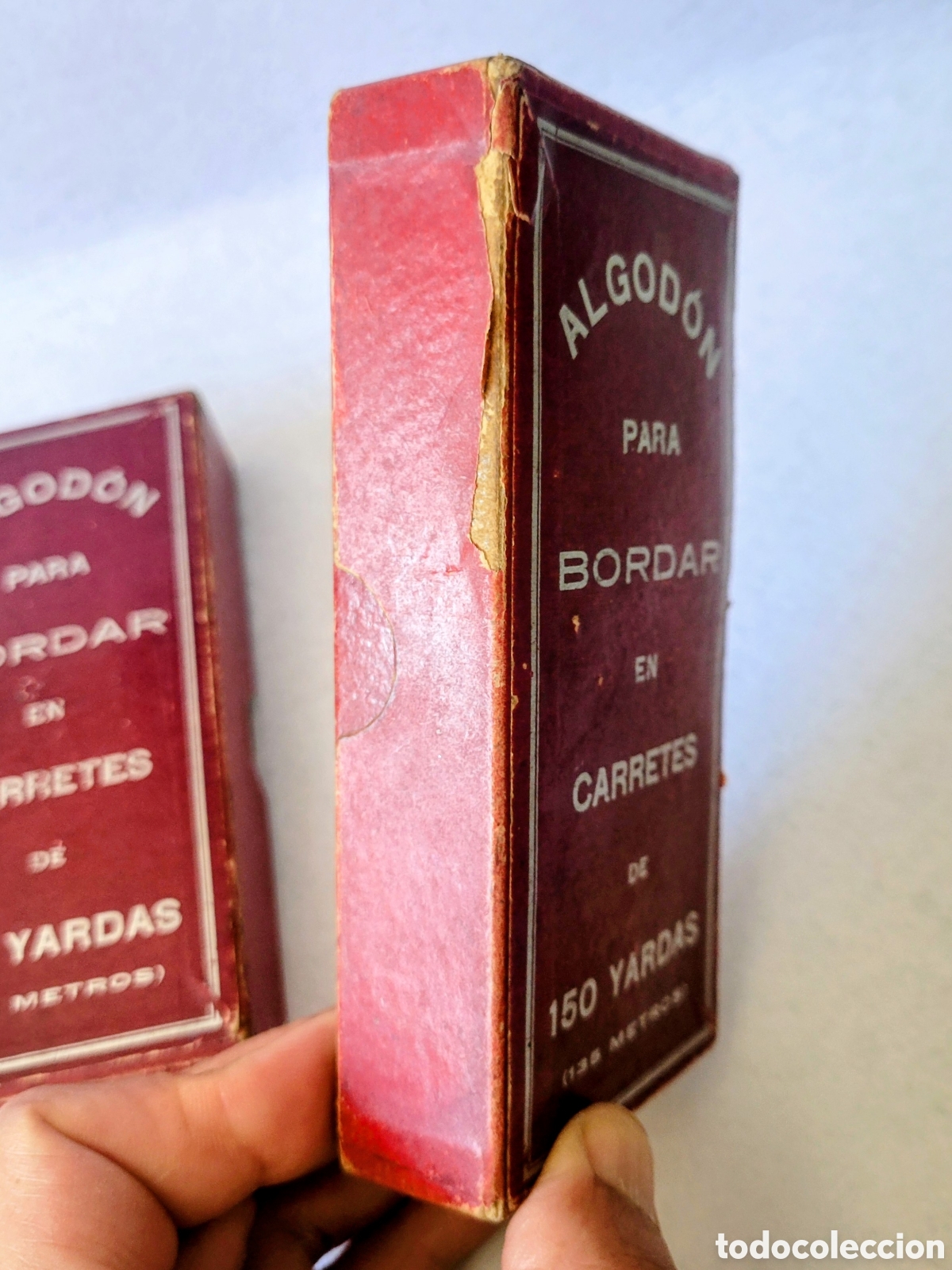Antig&uuml;edades: LOTE 2 ANTIGUAS CAJAS CON BOBINAS DE HILO DE ALGODON - Foto 7