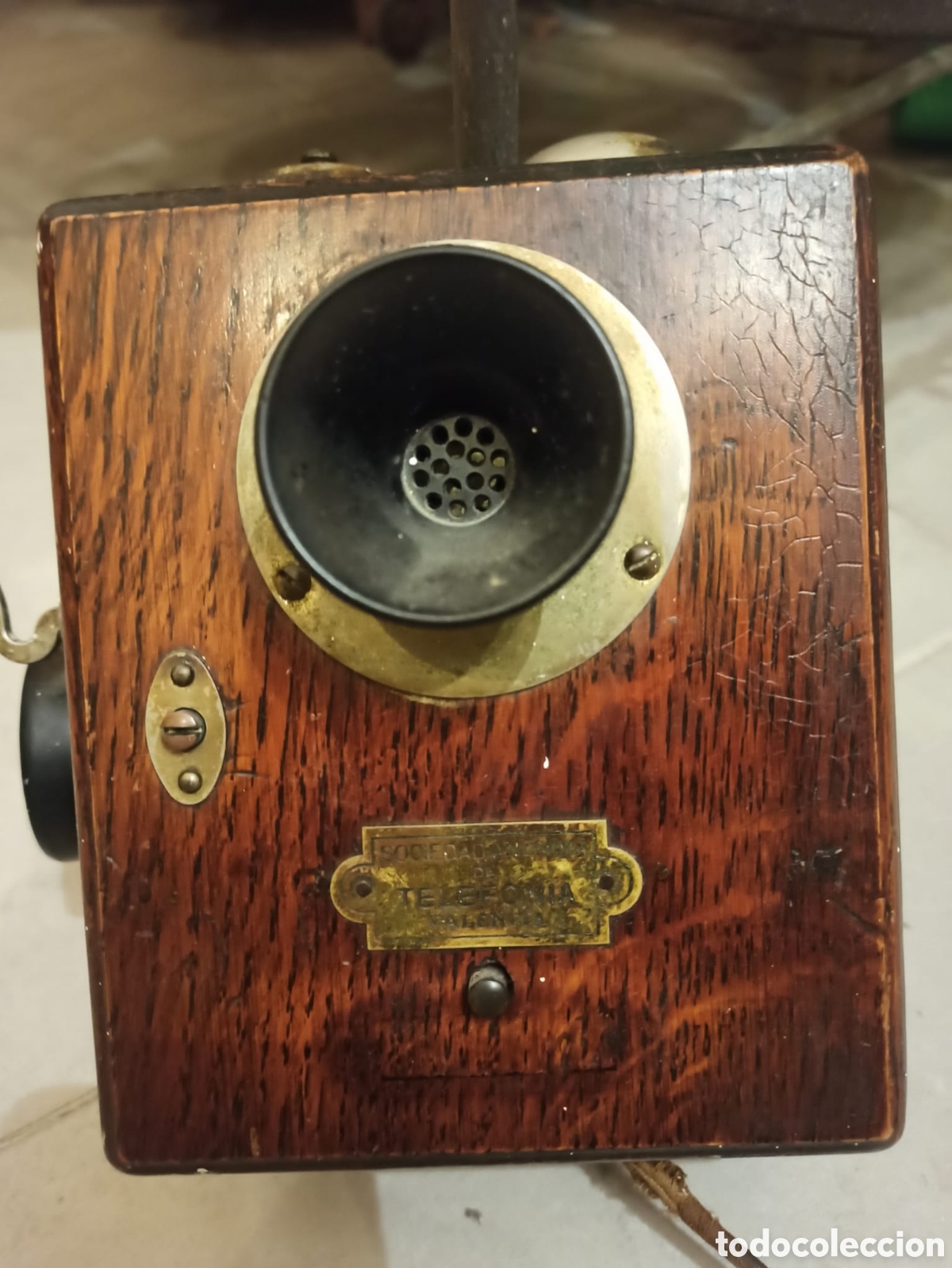 Tel&eacute;fonos: ANTIGUO TEL&Eacute;FONO DE PARED DE MADERA - Foto 3