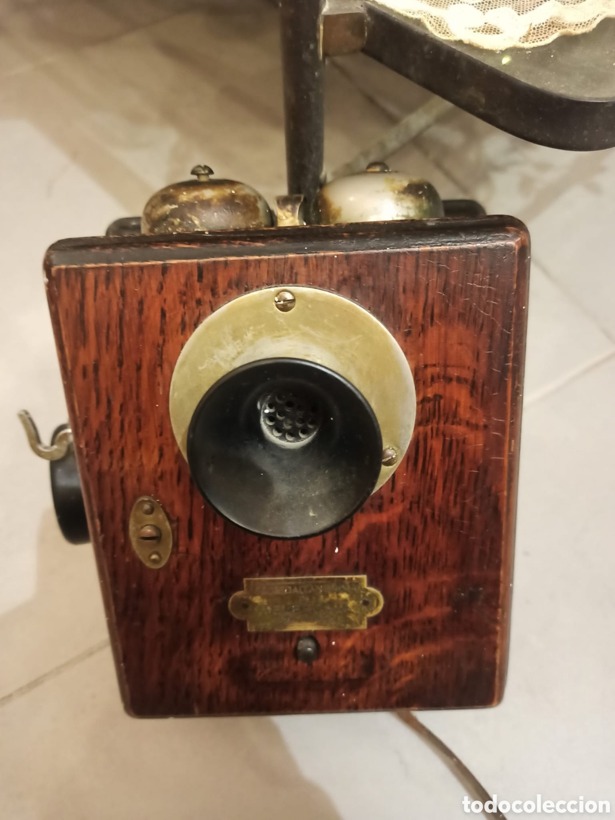 Tel&eacute;fonos: ANTIGUO TEL&Eacute;FONO DE PARED DE MADERA - Foto 4