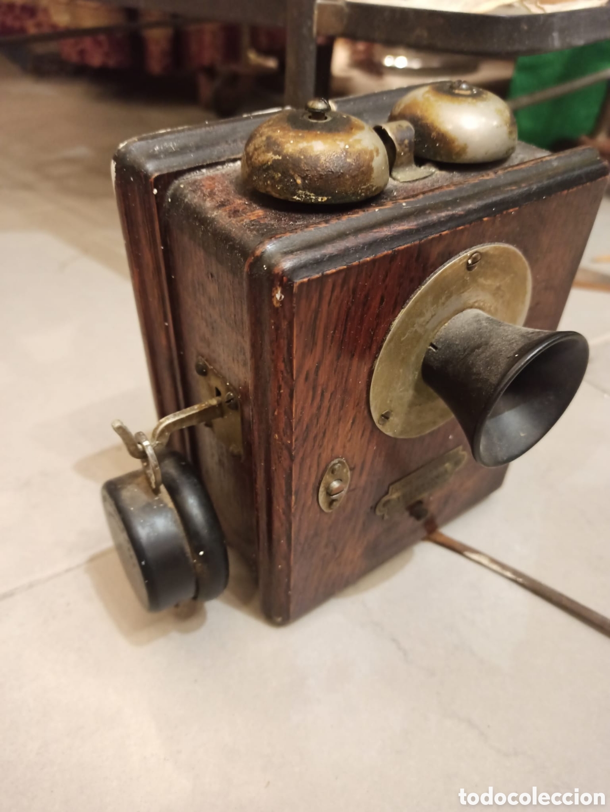 Tel&eacute;fonos: ANTIGUO TEL&Eacute;FONO DE PARED DE MADERA - Foto 1
